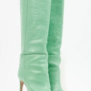 Paris Texas Green Embossed Leather Heeled Boot